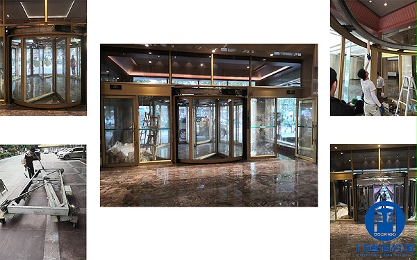 山東濟南某大廈出入口自動旋轉(zhuǎn)門拆裝服務案例