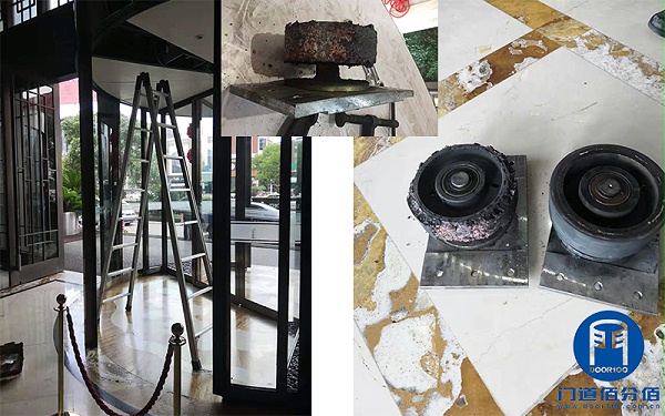 江蘇常熟某五星飯店歐必翼自動(dòng)旋轉(zhuǎn)門(mén)輔輪維修服務(wù)